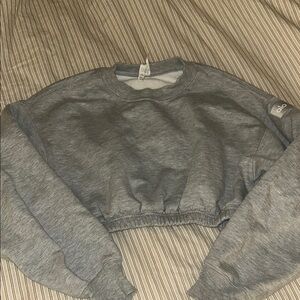 Gray Cropped Alo Sweat Top